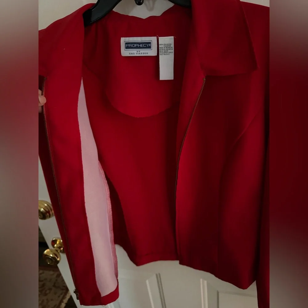 PROPHECY, Women’s Blazer- by Sag Harbor Red Lightweight Zip Front, SIZE 8 ❤️ - Picture 6 of 11